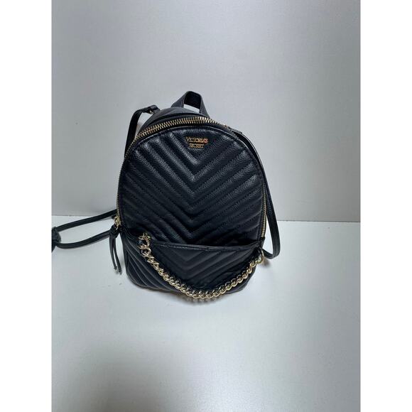 Victoria’s Secret Embellished Gold Chain Small City Backpack Y2K 90’s Black Gold - Picture 5 of 9